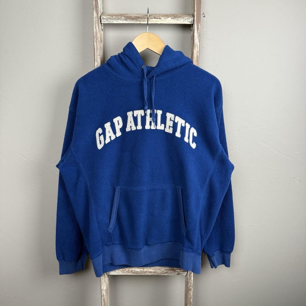 Vintage 03 Gap Athletic Spellout Blue Pullover‎ Hoodie size Med